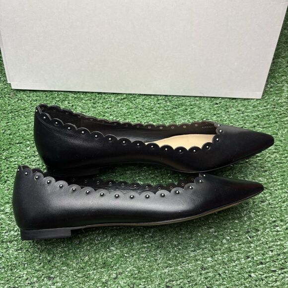 NEW Coach Jill Leather Scalloped Black Flats size 5 Leather Slip On - Picture 6 of 8